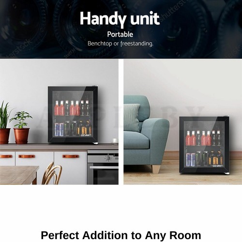 Glass Door Mini Bar Fridge Drinks Beer Refrigerator Front Small Display Black - Picture 10 of 23