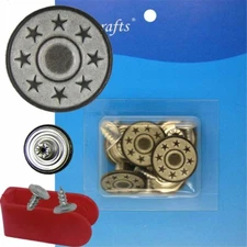 17 mm No-Sew Replacement Jean Tack Buttons (39F76)  6 CT. w/Tool