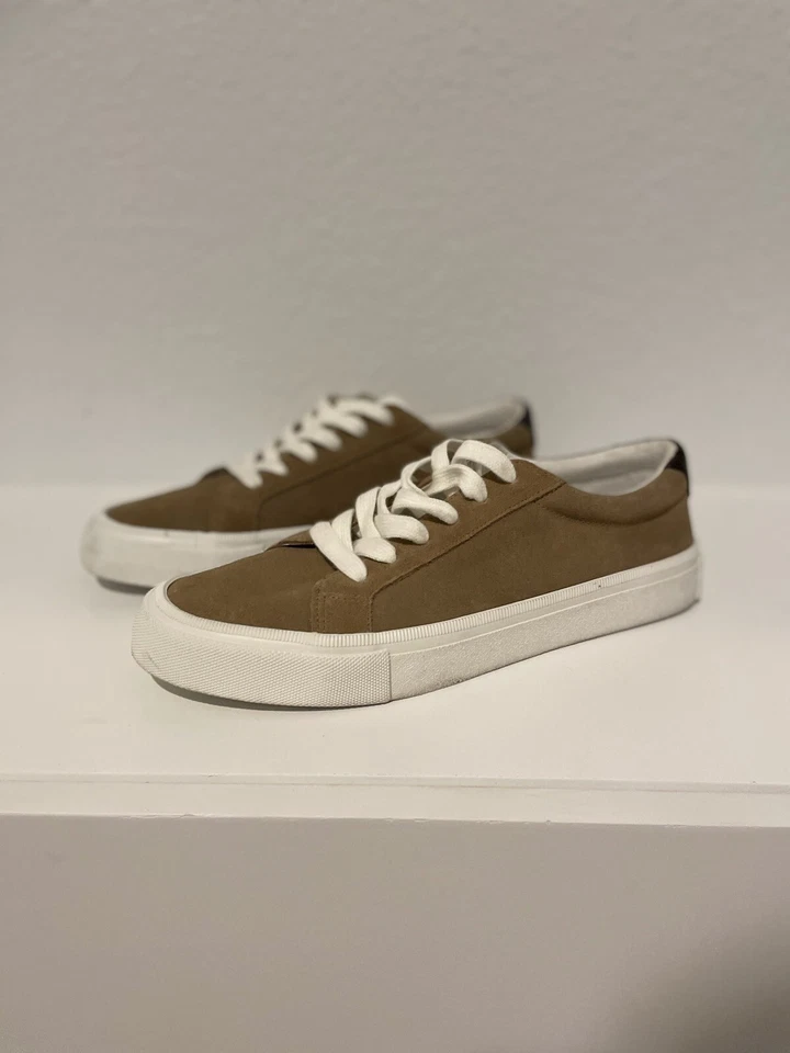 Express Hombres Gamuza Vestido Tenis MARRÓN/BLANCO Informal Moda Talla 9 Foto 2 de 4