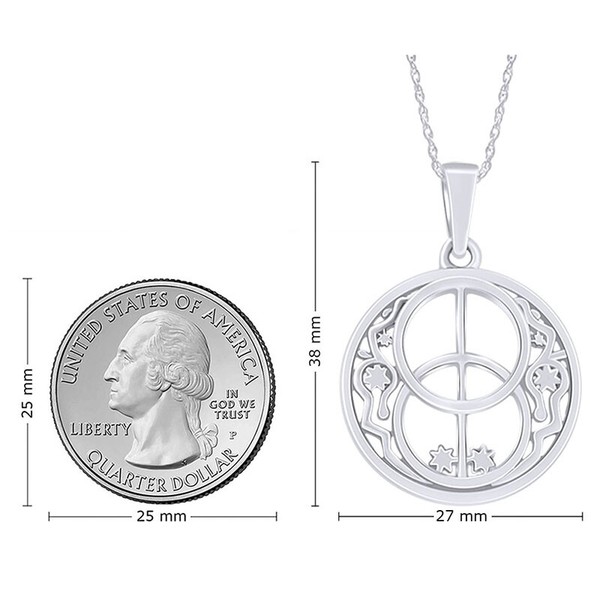 Alternate view of Chalice Well Spiritual Gateway Pendant 18" Necklace 14k White Gold Plated Silver