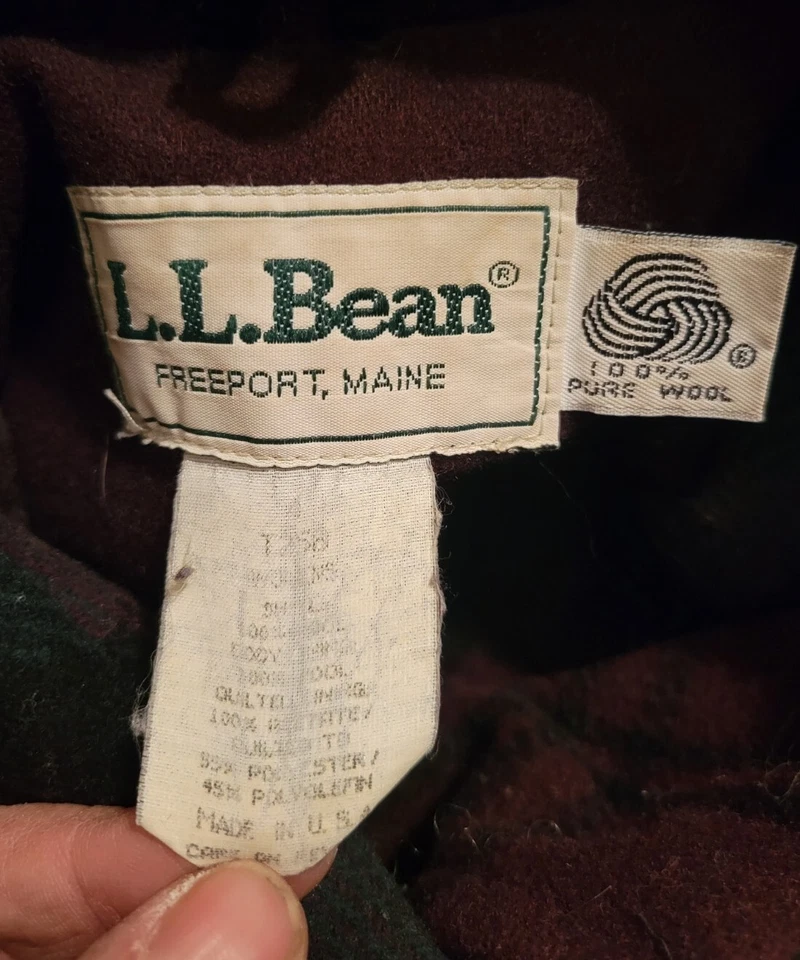 Chaqueta Abrigo a Cuadros De Colección LL Bean Para Mujer Lana Botón Palanca Talla 4 EE. UU. Foto 3 de 4