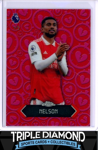 2026 Topps Chrome EPL Reiss Nelson Stoppage Time Heartbreaker Red Refr #1/5 S430