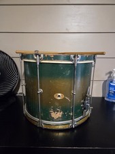Vintage Leedy Chicago Marching Snare Drum 14" Green Duco Finish c. 1950s