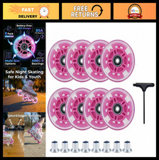 8 Pack Flashing Inline Skate Wheels 64-80mm - 85A PU with ABEC-9 Bearings, Kids
