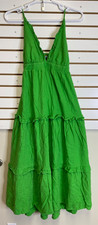 Farm Rio Tiered Sleeveless Green 57" Long Dress EUC