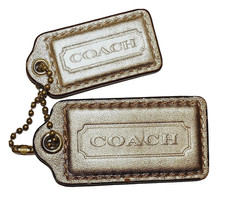 COACH Bronzed Gold Gold Leather LEGACY Replacement Tag Fobs Set