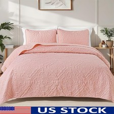 Reversible Quilted Bedspread Set Lightweight Boho Coverlet W/ Pillow Shams New