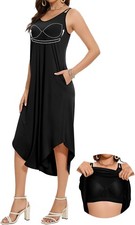 Built in Bra Summer Maxi Dresses Casual Sundress Beach, Size Medium