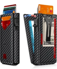 Slim Minimalist Wallet with Money Clip＆ID Window