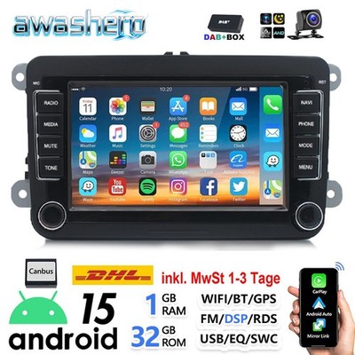 DAB+ Android15 Autoradio Carplay GPS für VW GOLF 5 6 Plus Polo Passat Touran KAM