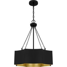 Matte Black Four Light Pendant from the Quoizel Pendant Collection