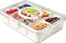 MineSign Divided Snackle Box with Handle Food 1Pack 8 dividers, Clear 