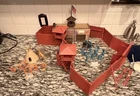 Vintage Marx Fort Apache Set w/ Box Tin Building Horses Extras