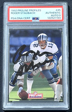 1992 PROLINE PROFILES AUTO ROGER STAUBACH SIGNED AUTOGRAPH PSA AUTHENTIC AUTO 9