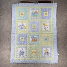 Circo Baby Boy Crib Blanket Quilted Green Blue Cat Dog Animals RARE HTF