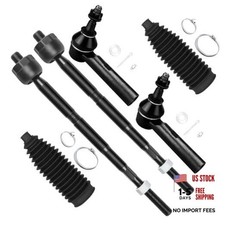 6pcs Front Suspension Kit Outer Inner Tie Rod End w/Boot Replacement for 2010