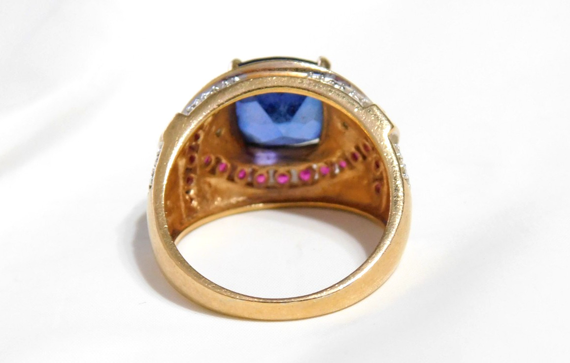 Simulated Sapphire and Ruby Statement Ring Sterli… - image 4