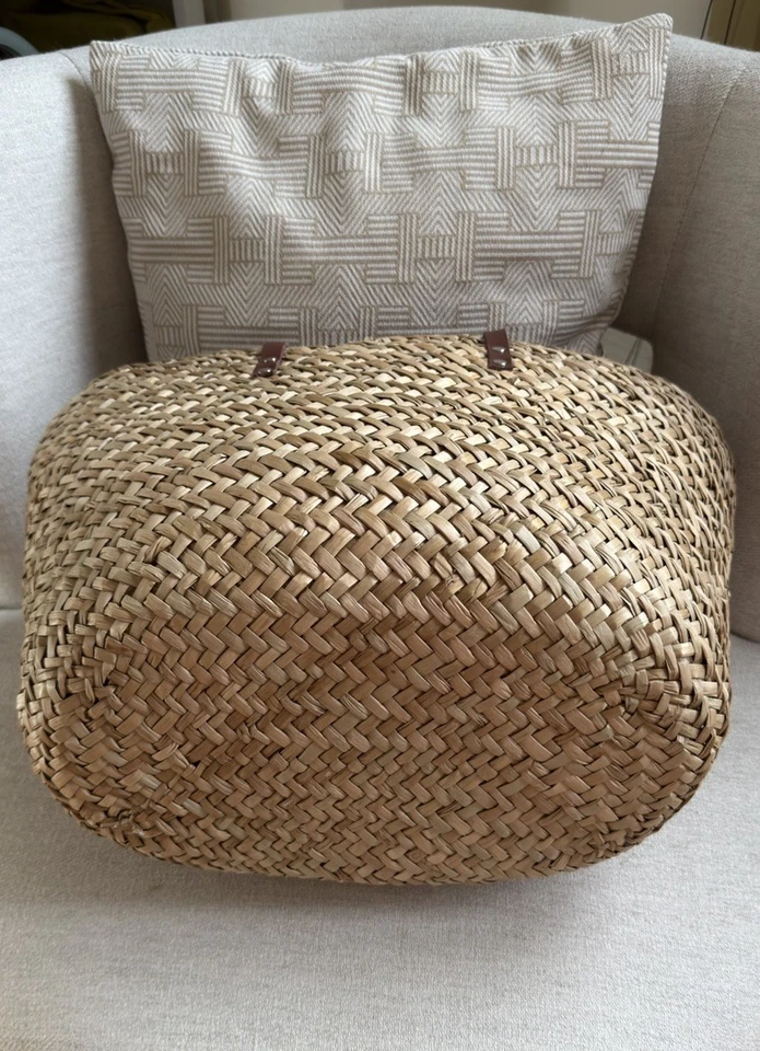 Bolso de playa de mimbre cesta de verano Bvlgari Resort Dubai bolso grande raro Foto 4 de 4