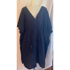 Old Navy Black 100 Cotton Tassel Front Swim Coverup Tunic