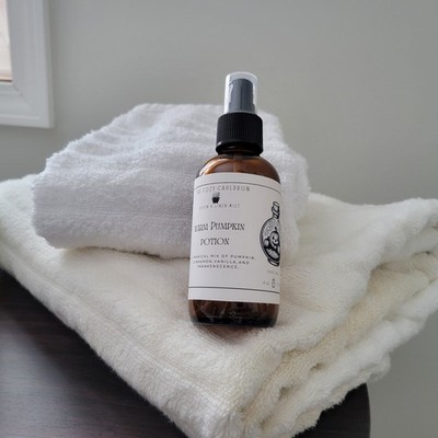 Warm Pumpkin Potion Room Spray 4oz   Handmade Natural Linen Mist - Witchy