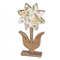 Dekoobjekt Blume Mit Blumenmotiv H. 26Cm Weiß Bunt Natur Mangoholz Formano F26