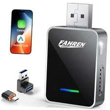  2-in-1 Wireless CarPlay & Android Auto Adapter, One-Click User Silver-A