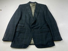 Paul Stuart Green Windowpane 100 Cashmere Blazer Sport Coat Jacket Size 39R