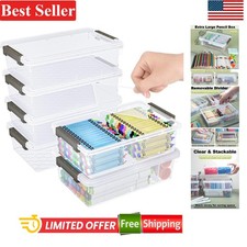 6 Pack Large Pencil Boxes with Removable Dividers for Art  School Supplies, ...