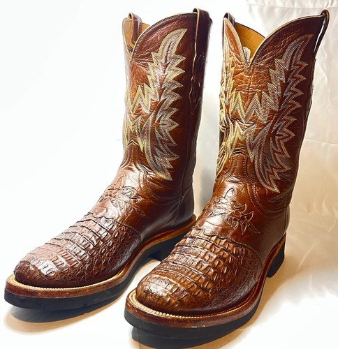 Herren Braun Alligator Cowboy Western Saddle Lucchese 2000 Krepp Stiefel Größe 10,5D