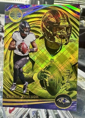 2023 Panini Illusions Lamar Jackson Yellow Diamond /299 Baltimore Ravens