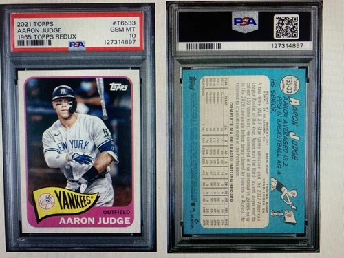 2021 Topps Aaron Judge 1965 Topps Redux #T65-33 PSA 10 Gem Mint Bat Flip Low Pop