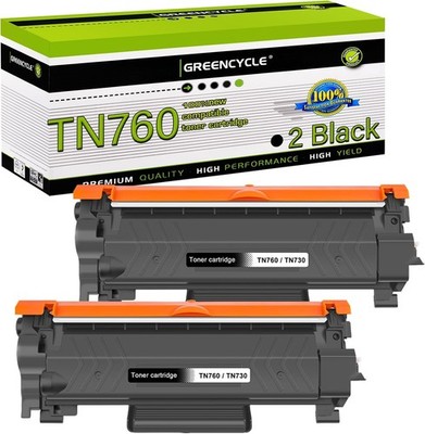 2PK TN-760 Toner Cartridge for Brother TN760 DCP-L2550DW MFC L2710DW w/Chip