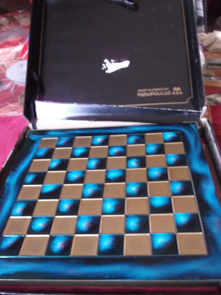 Jeu d'Echecs Mythologique grec ,  Echiquier  Manopoulos  bleu, jamais servi .. - Photo 3/4