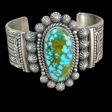 Polychrome Kingman Turquoise Bracelet, Sterling Silver 7 1/4" Michael Calladitto