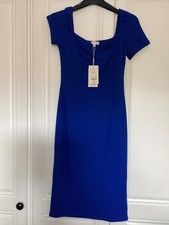 New Monsoon Gorgeous Summer Dress Size Medium UK 12/14 Bodycon Blue Ribbed