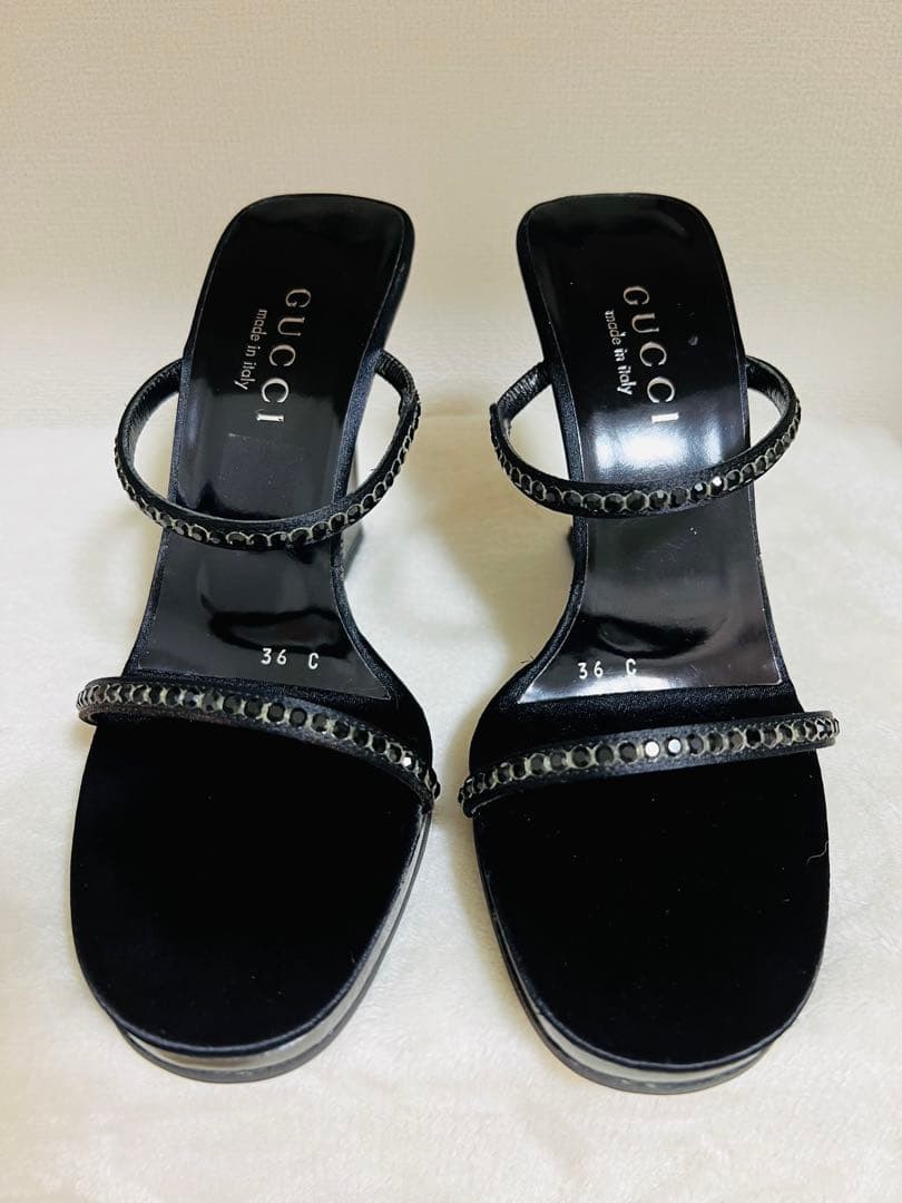 Gucci Wedge Heel Strappy Sandals Shoes Black Size 36 US About 6 For Women thumbnail 4