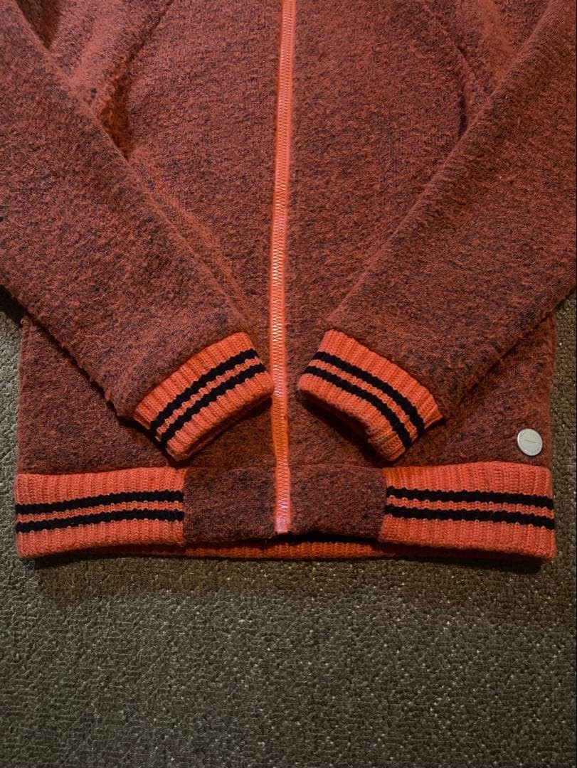 Nigel Cabourn Peak Performance Wool Fleece Zip Jacket Orange
