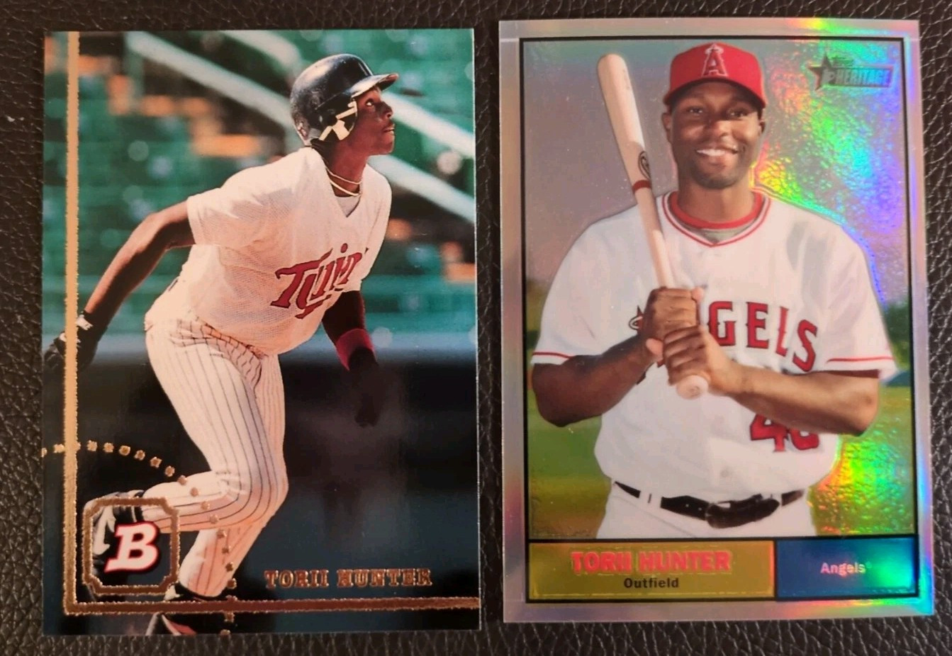 1994 Bowman Torii Hunter RC #104 2010 Topps Heritage /561 Sale Is For Both Cards