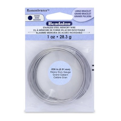 Beadalon Remembrance Stainless Steel Memory Wire, Heavy Duty Round, Bracelet