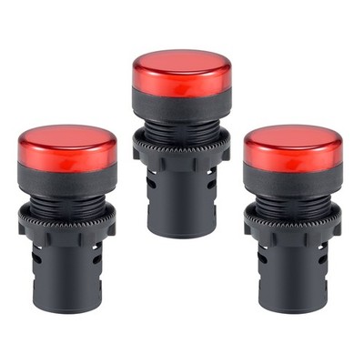 3Pcs AC/DC 110V Indicator Lights, Red LED, Flush Panel Mount 7/8'' 22mm