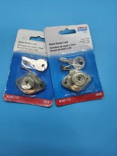 National Hardware Keyed Drawer Lock Brass Finish Lot of 2 New