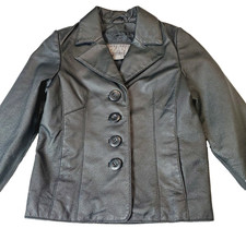 Wilsons Leather Kids XS Black Jacket Moto Motorcycle Genuine Leather Boys Girls