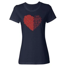 Little Red Poppy Heart - Memorial Day Tribute Ladies' Crewneck T-Shirt