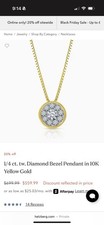 1/4 ct. tw. Diamant Lünette Anhänger in 10K Gelbgold, neu mit Box! Einzelhandel 699 $