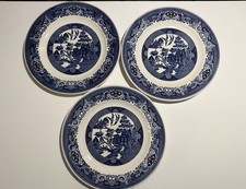 Royal China Willow Ware Blue Willow 10" Dinner Plates Set of 3 Vintage USA