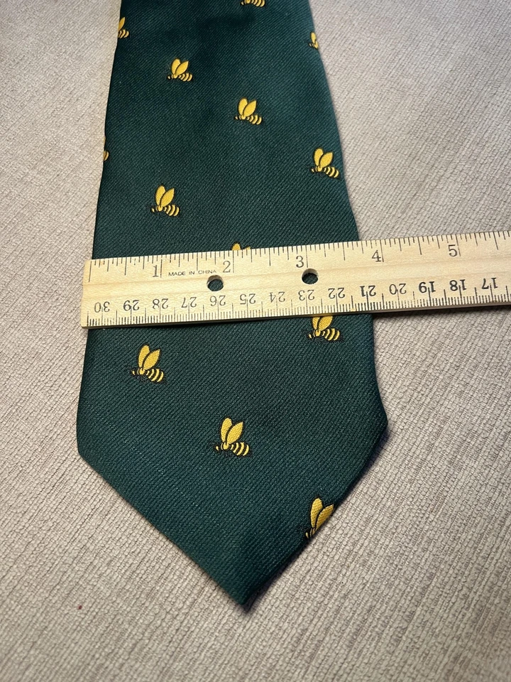 Corbata Pick-Smith Ltd para hombre talla única verde motivo abeja Locust Valley NY Preppy Foto 3 de 4