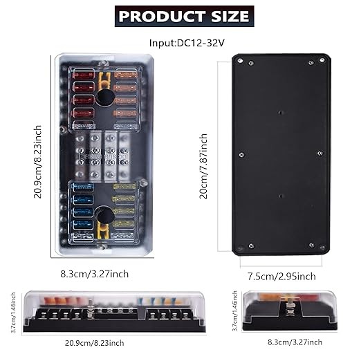 20 Way Blade Fuse Block 16 Circuit Fuse Holder Fuse DC SUB Panel with Ground