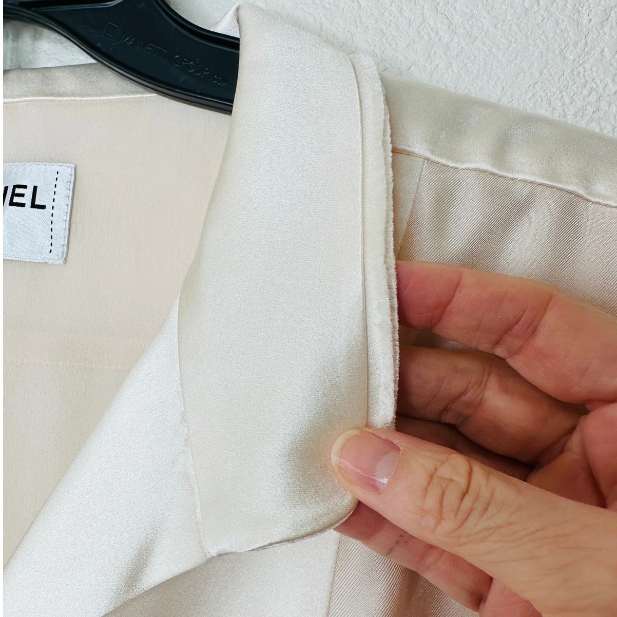 Giacca Chanel 100% seta ecrù multicolore logo Chanel 42 L nuova con etichetta