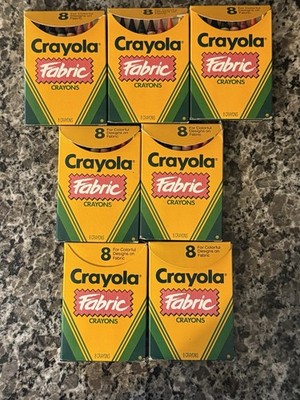 Crayola Fabric Crayons Lot 7 NEW 1994 Binney Smith Iron Transfer 8 Color Vintage