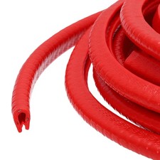32.8ft x 8mm x 6mm Rubber Edge Trim Guard with Metal Clips Red